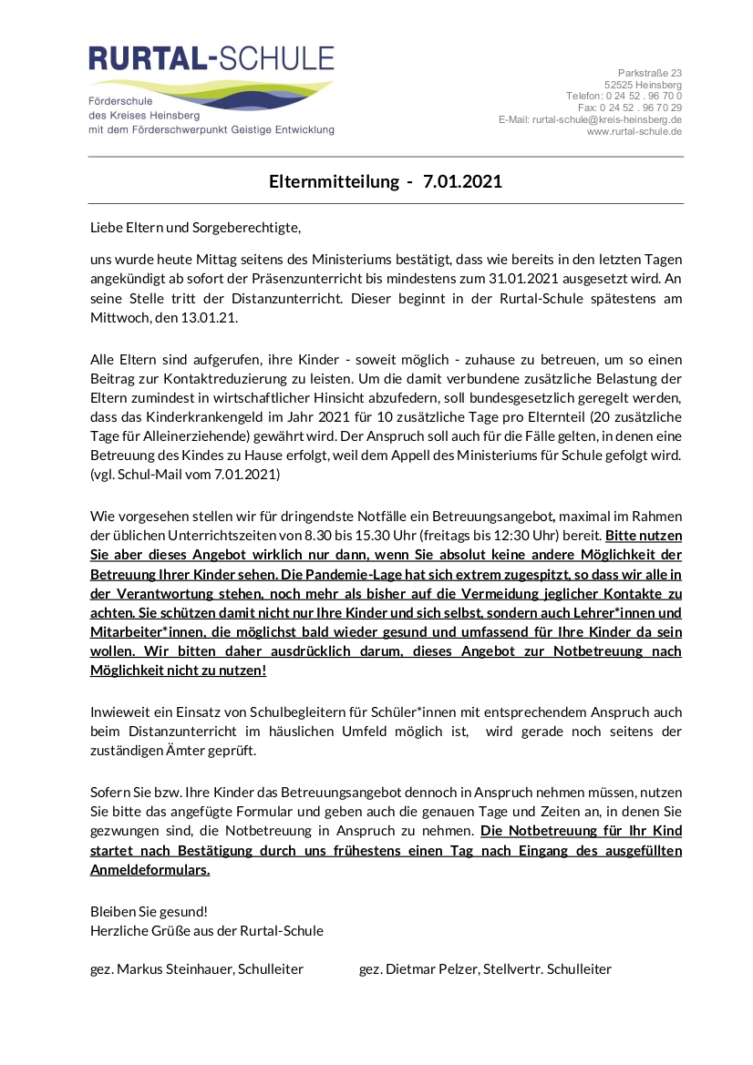 Elternmitteilung 210107