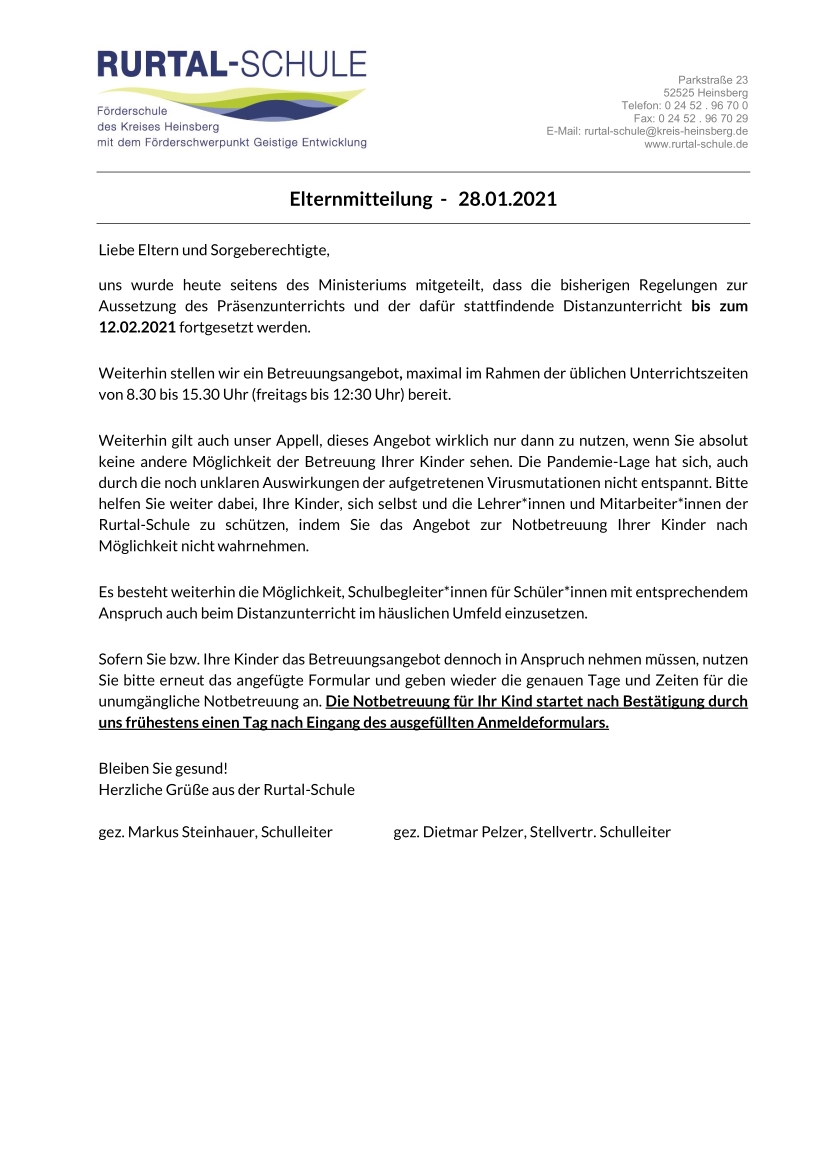 Elternmitteilung 210128