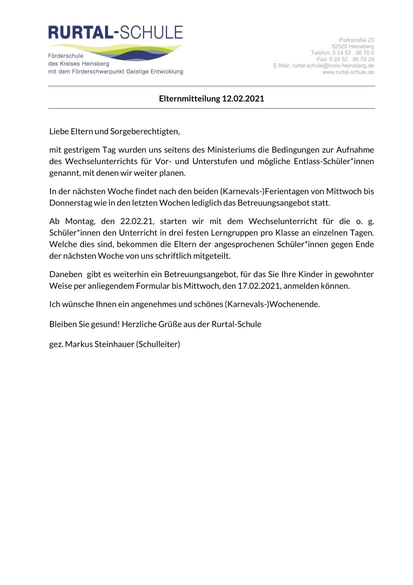 Elternmitteilung 210212