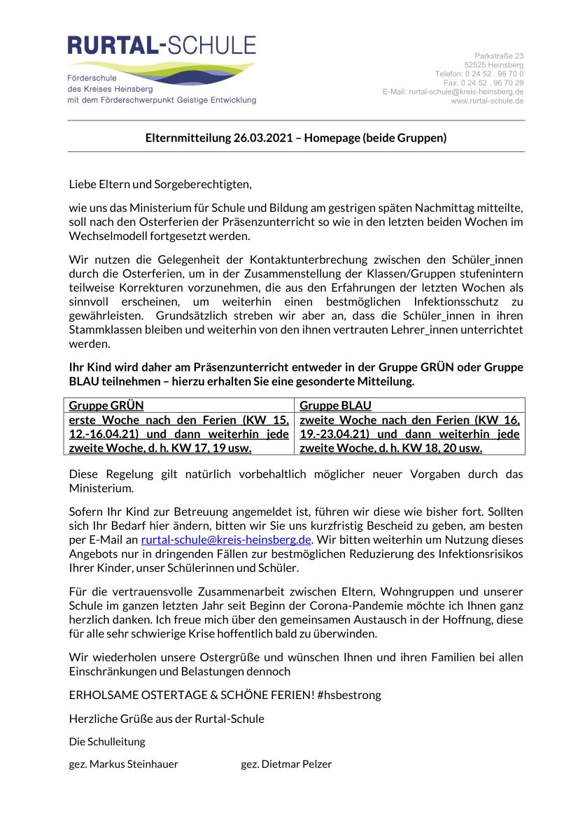 Elternmitteilung 210326 allgemein