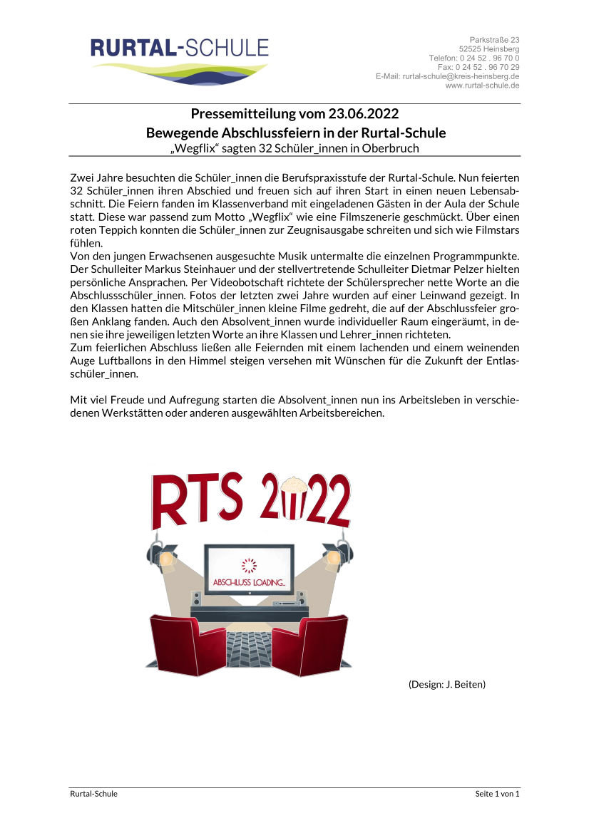 Pressemitteilung 220623 Entlassung 2022