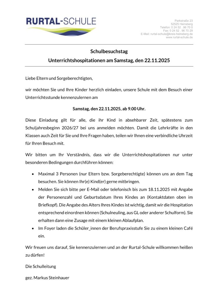 Schulbesuchstag - 251122 - Einladung